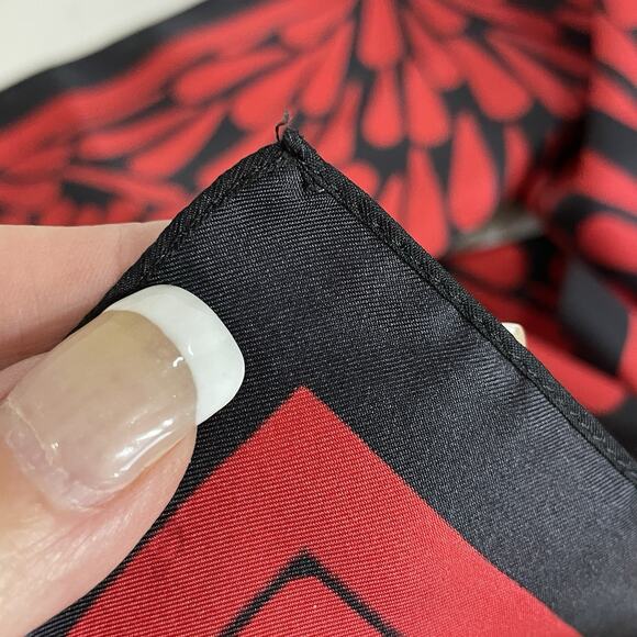 Talbots 100% Silk Scarf Red Navy Floral 12” X 60” Oblong Rectangle Versatile EUC - Picture 4 of 8